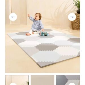 Baby Play Mat - Gray and White Hexagon Foam Flooring